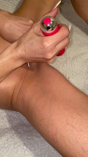 Masturbation of a beautiful blonde with orgasm and moans