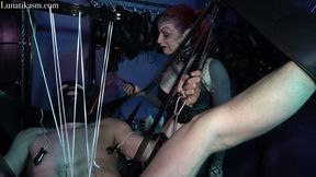 Scrotum pulling and electric nipples _ Mistress Lunatika