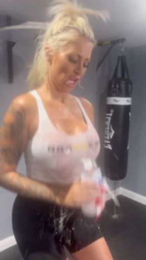 Brooklyn blue gets dirty and wet on spin bike! Dildo fuck