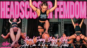 Femdom Jitsu - SATISFY ME BITCH!! - Femdom Headscissors with facebusting, ballbusting, foot worship humiliation!