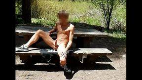 Jerking on a picnic bench