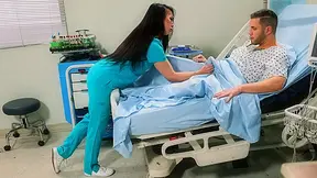 Asian tgirl nurse Kasey Kei sucks patient and is anal banged