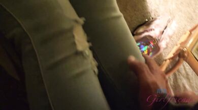 Hanging out and playing with pornstar Leena Lux and her hairy pussy POV