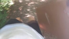 Twink in gray flip flops short shorts wanks his cock outdoors alone