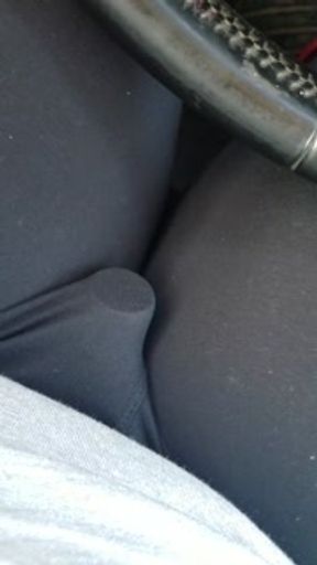 Driving around, vibrator in leggings, getting off!