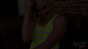 Small-titted Miley May gives a horny handjob