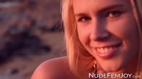 Pierced sensual babe Tracy A outdoor slow motion teasing