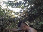 Playing with my big cock outside my house completely NAKED!