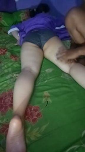 Cheating wife here husban handjob my dick