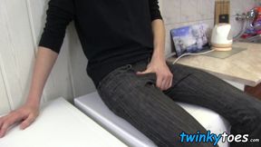 Adorable Latino twink Pedro Donatello tugs his massive boner solo