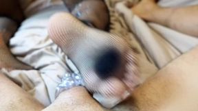 Locktober - Cage 6: Hot Girl teases Neighbour in Chastity cagewith her feet in Fishnet Pantyhose