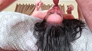 Kinky Bitch gets rough sloppy deepthroat face fucked in two different positions by DomSlutFucker's BWC