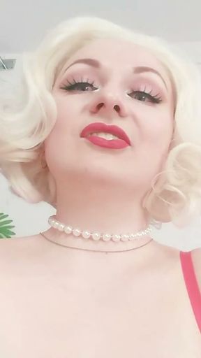 Cum Eating Instructions Encouragement - Gentle Positive FemDom POV video from pin up blonde Mistress Arya Grander   Clip 1