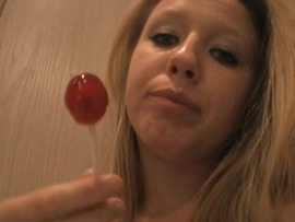 Ami Jordan sucks on a lollipop