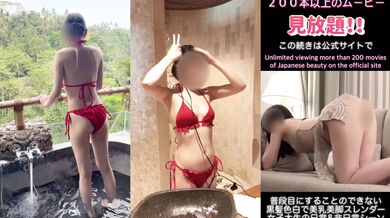 Dry hair wearing red bikini