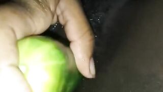 Black Thot 18 Yo self Pleasure Deep Fucking Gigantic Cucumber Sex Toy Penis