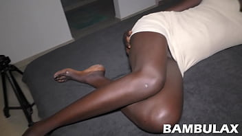 Skinny ebony loves white dick and bot creampie