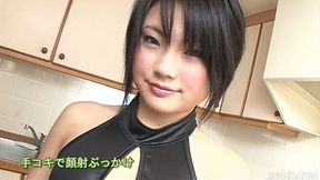 Scorching Asian brunette Haruna Katou gives a nice blowjob to her lover