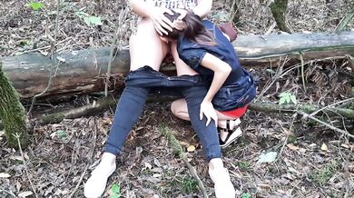 Big boobs brunette gets licked on log screaming till she cums in my mouth