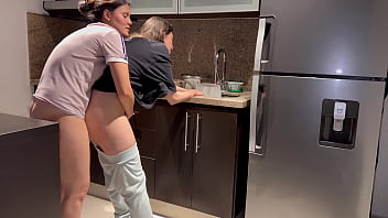 wife gets destroyed, hubby explodes, steps out just as mom arrives hot and bothered.