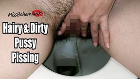 Hairy and Dirty Pussy Pissing on Dirty WC - CloseUp Pussy Lips Spreading - Pee Fetish - MissBohemianX (HD MP4)