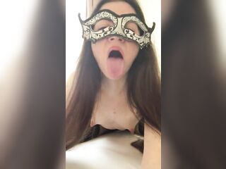 Slobbering from a teen in black stockings with a belt! Russian with conversations. I'll stain your dick with lipstick