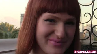 Redhead Trans Beauty Chanel Santini Toys Her Ass with Dildo