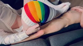 I Sockjob My Stepbrother with Long Socks