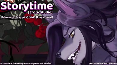 Vampire punishes werewolf in erotic audio gaming session