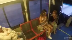 Sultry Long-Haired Lesbian Gets Pussy Licked Hotly On The Bus Ride