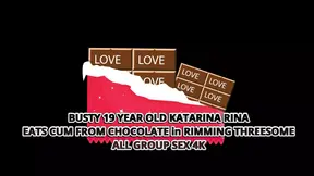 Busty brunette Katarina Rina rimming threesome with big cum