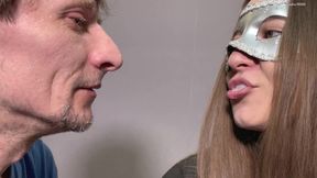 I paint my beautiful lips &mdash;  and spit in the slave's mouth