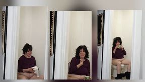 SIPPING ON COFFEE WHILE DOING TOILET RITUALS