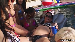 Tranny Orgy in the pool