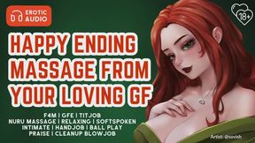 Your Girlfriend Gives You A Relaxing Happy Ending Massage | Erotic Audio for Men | F4M | GFE | Titjob | Paizuri | Massage Oil | Let Me Help You Relax, Baby | Nuru Massage | Handjob | Ball Play | Cum On My Tits | Cleanup Blowjob | Intimate | Romantic