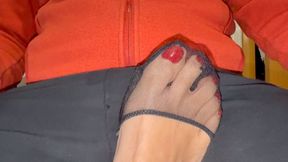 Footsie and toe job under the table