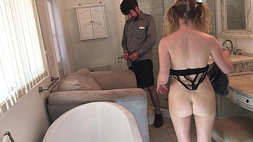 Stepfather fucks her in the bathroom before college