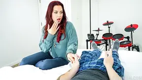 Stepmom caught fucking herself ends up riding her stepson's dick until he dumps his load
