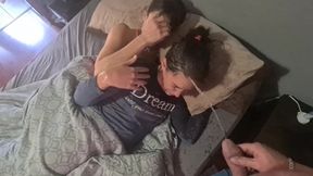 Surprising two girls by pissing on them in bed and the wet their clothes.