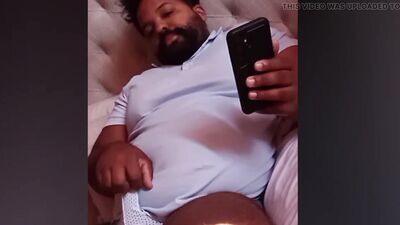 Daddy Bear Plays with Covered Cock on Live