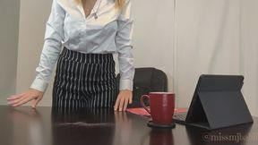 Office MJ Grounds Herself for Her Dirty Foot Cleaner
