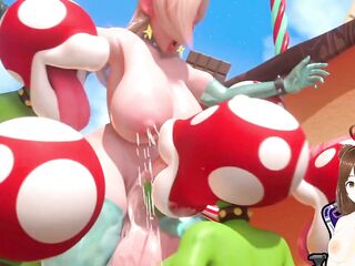 Princess Peach from Super Mario Bros has a team fuck - Jazziuu