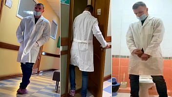 Real Russian DOCTOR during quarantine MASTURBATES in the hospital toilet