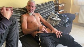 pegging - horny wife spanish milf, fuck yourself with my dildo while i give you a handjob until you cum, you ll love it ( with little blonde and wildspainman )