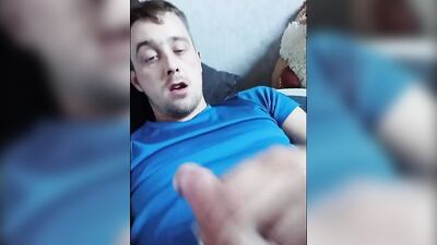 Straight teen is jerking his prick in front of the phone