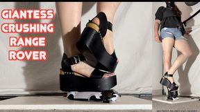 Giantess Dolores Crushing Range Rover in Platform Sandals - x2 angles