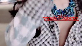 Sexy chinese ts xingzifei in shiny ebony silk stockings shaking schlong