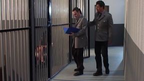 Blonde with Big Tits Fucks Guard - Asian Inmate Joins the Action