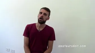 Tattooed Bearded European Bear Jerks Shaved Balls Cock into Fleshlight