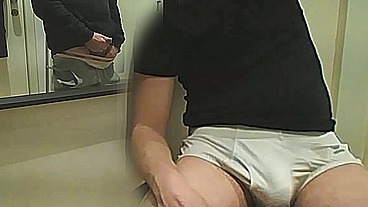 Amateur Boy Pees a Few Drops on His Flatmate's White Briefs